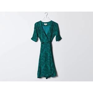 Mayle Silk Emerald Green Wrap Dress NEW